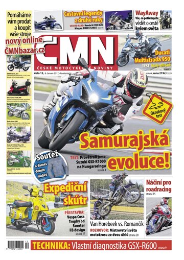 Obálka e-magazínu ČESKÉ MOTOCYKLOVÉ NOVINY 12/2017