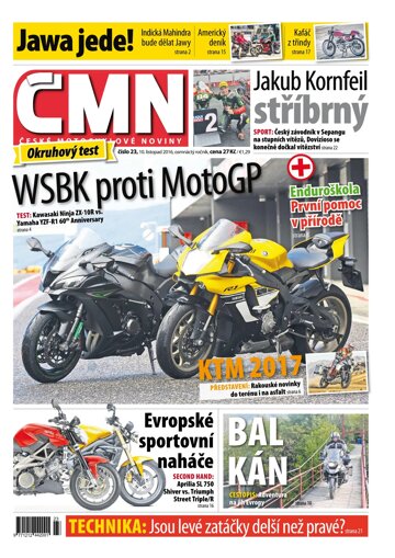 Obálka e-magazínu ČESKÉ MOTOCYKLOVÉ NOVINY 23/2016