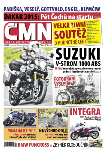 Obálka e-magazínu ČESKÉ MOTOCYKLOVÉ NOVINY 25/2014