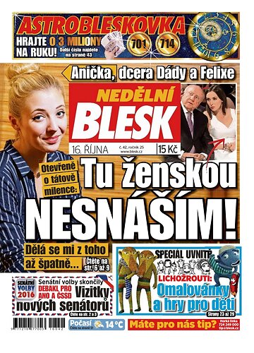 Obálka e-magazínu Nedělní Blesk 16.10.2016