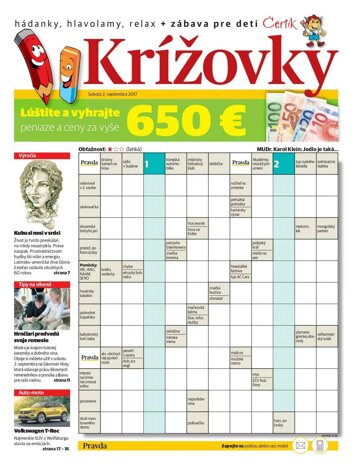 Obálka e-magazínu Krížovky 2. 9. 2017