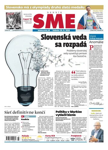 Obálka e-magazínu SME 20.8.2016