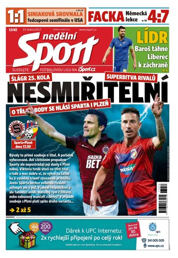 Obálka e-magazínu Nedělní Sport 23.4.2017