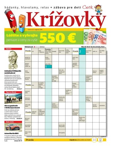 Obálka e-magazínu Krížovky 20. 8. 2016