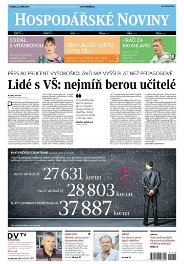 Obálka e-magazínu Hospodářské noviny 170 - 2.9.2015