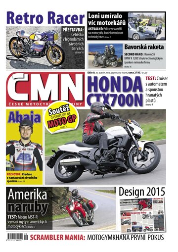 Obálka e-magazínu ČESKÉ MOTOCYKLOVÉ NOVINY 9/2015
