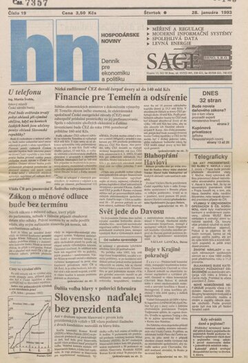 Obálka e-magazínu HN_28.1.1993