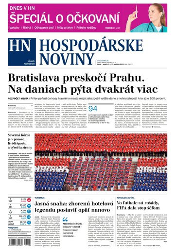 Obálka e-magazínu Hospodárske noviny 09.10.2015