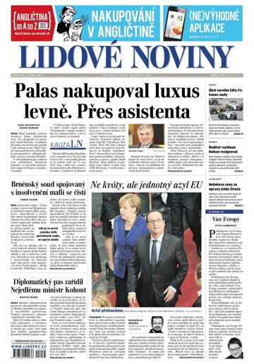 Obálka e-magazínu Lidové noviny 8.10.2015
