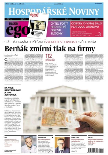 Obálka e-magazínu Hospodářské noviny 179 - 15.9.2017