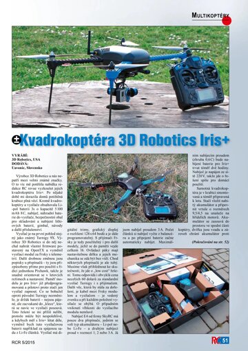Obálka e-magazínu Kvadrokoptéra 3D Robotics Iris+