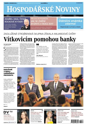 Obálka e-magazínu Hospodářské noviny 234 - 5.12.2016