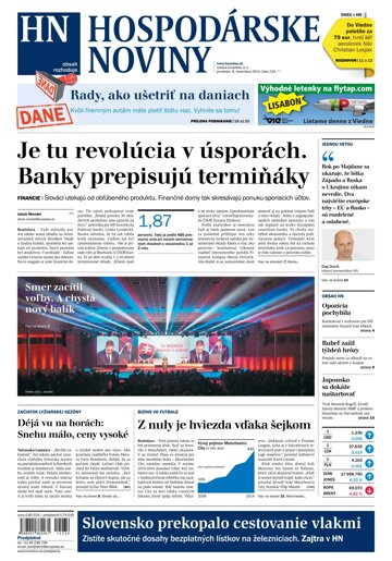 Obálka e-magazínu Hospodárske noviny 08.12.2014