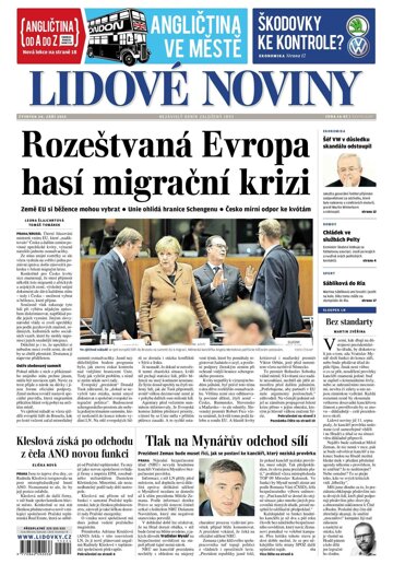 Obálka e-magazínu Lidové noviny 24.9.2015