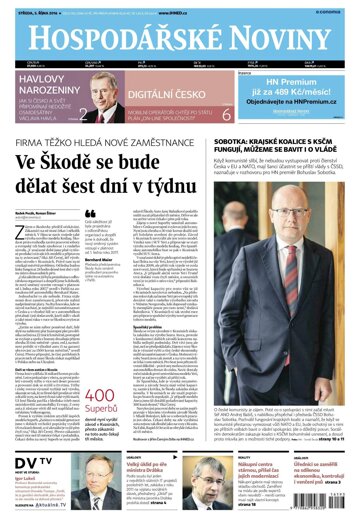 Obálka e-magazínu Hospodářské noviny 193 - 5.10.2016