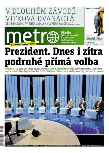 Obálka e-magazínu deník METRO 12.1.2018