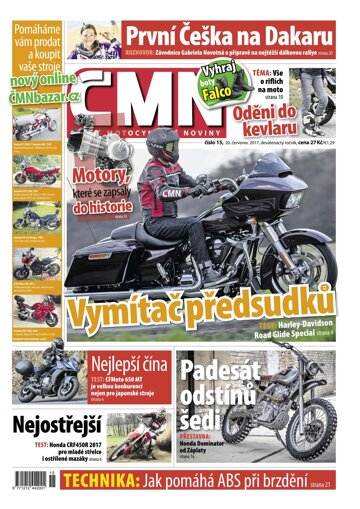 Obálka e-magazínu ČESKÉ MOTOCYKLOVÉ NOVINY 15/2017