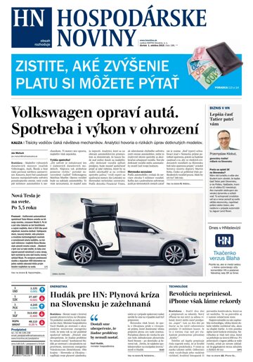 Obálka e-magazínu Hospodárske noviny 01.10.2015