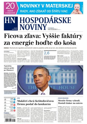 Obálka e-magazínu Hospodárske noviny 19.01.2017