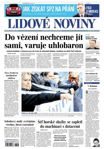 Obálka e-magazínu Lidové noviny 11.1.2016