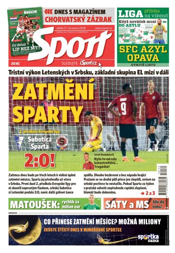 Obálka e-magazínu Sport 27.7.2018