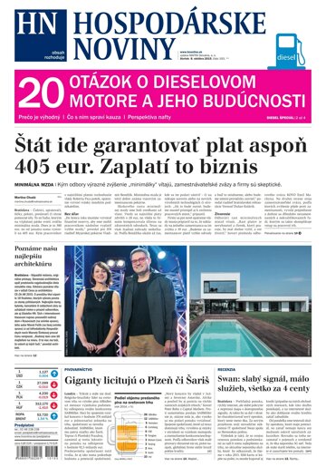 Obálka e-magazínu Hospodárske noviny 08.10.2015