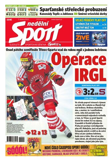 Obálka e-magazínu Nedělní Sport 5.4.2015