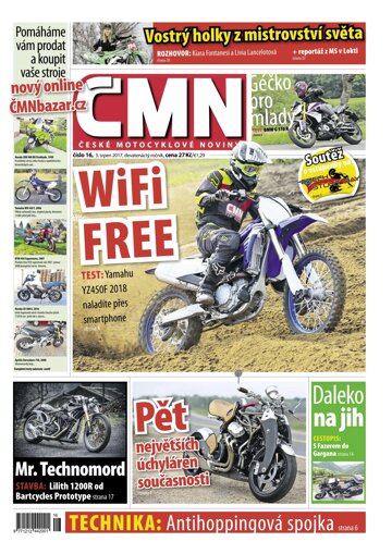 Obálka e-magazínu ČESKÉ MOTOCYKLOVÉ NOVINY 16/2017