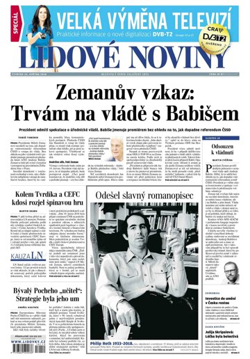 Obálka e-magazínu Lidové noviny 24.5.2018