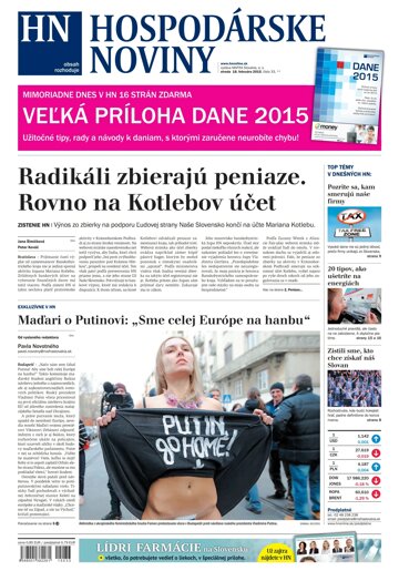 Obálka e-magazínu Hospodárske noviny 18.02.2015