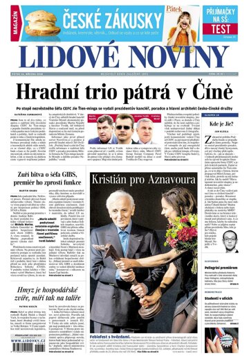 Obálka e-magazínu Lidové noviny 16.3.2018