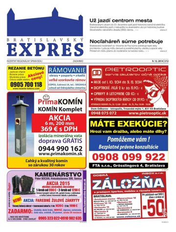 Obálka e-magazínu Bratislavský EXPRES 12/2014