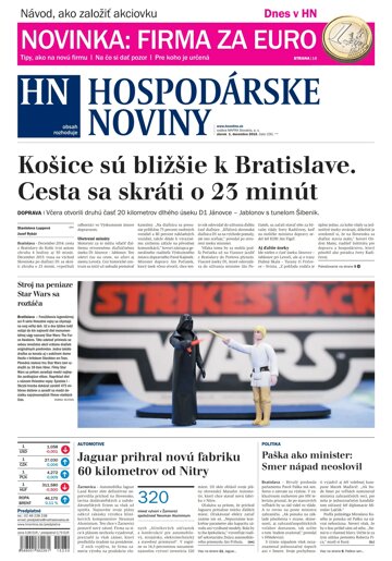 Obálka e-magazínu Hospodárske noviny 01.12.2015