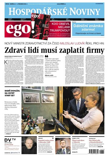 Obálka e-magazínu Hospodářské noviny 233 - 2.12.2016