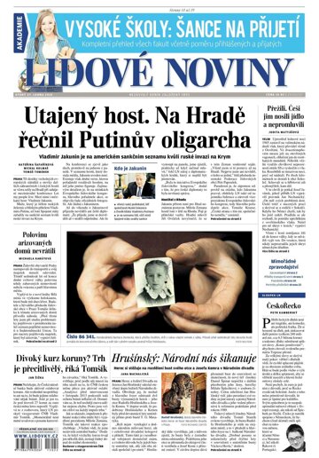 Obálka e-magazínu Lidové noviny 27.1.2015