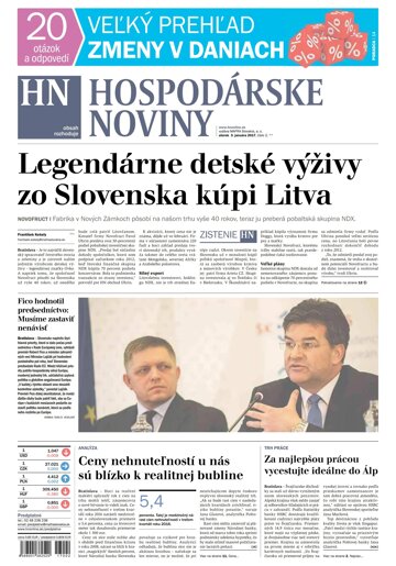 Obálka e-magazínu Hospodárske noviny 03.01.2017