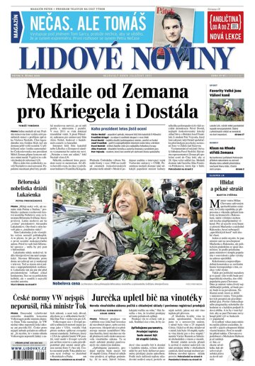 Obálka e-magazínu Lidové noviny 9.10.2015