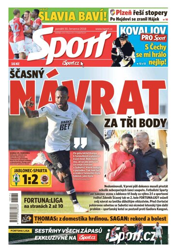 Obálka e-magazínu Sport 30.7.2018