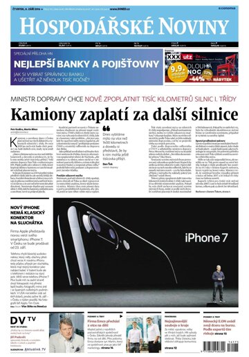 Obálka e-magazínu Hospodářské noviny 175 - 8.9.2016