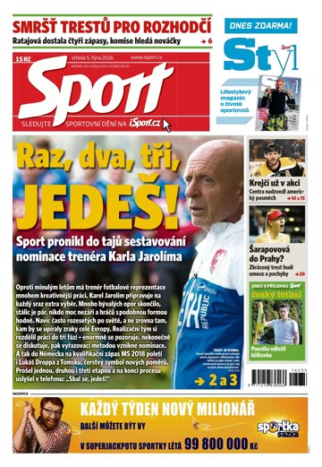 Obálka e-magazínu Sport 5.10.2016