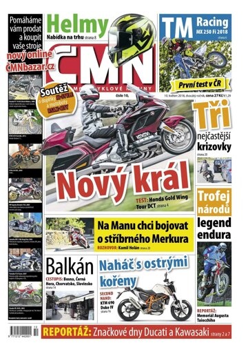 Obálka e-magazínu ČESKÉ MOTOCYKLOVÉ NOVINY 10/2018