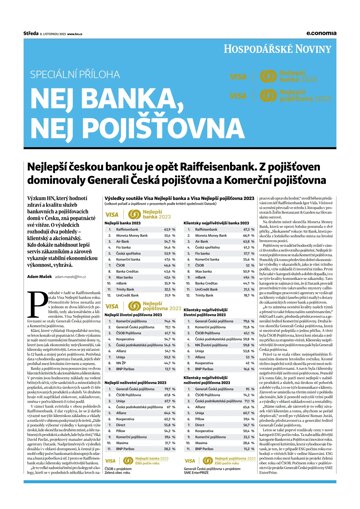 Obálka e-magazínu Hospodářské noviny - příloha 216 - 8.11.2023 Nej banka, nej pojišťovna