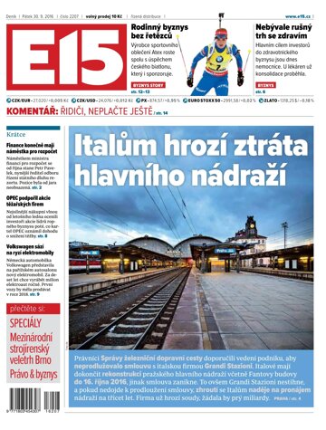 Obálka e-magazínu E15 30.9.2016