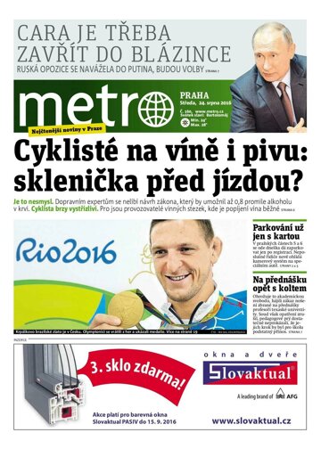 Obálka e-magazínu deník METRO 24.8.2016