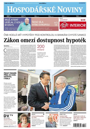 Obálka e-magazínu Hospodářské noviny 188 - 27.9.2016