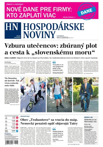 Obálka e-magazínu Hospodárske noviny 17.09.2015