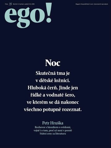 Obálka e-magazínu Hospodářské noviny - příloha Ego! 168 - 31.8.2018 Ego!