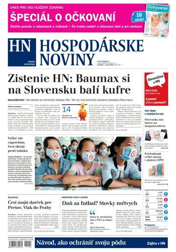 Obálka e-magazínu Hospodárske noviny 1.6.2015