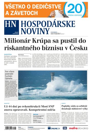 Obálka e-magazínu Hospodárske noviny 17.10.2017