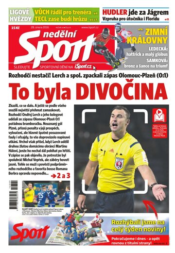 Obálka e-magazínu Nedělní Sport 28.2.2016